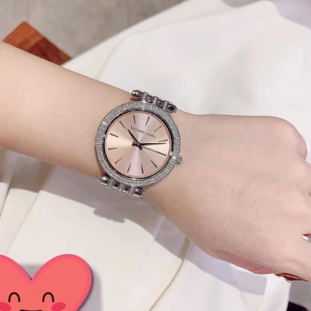 MICHAEL KORS手錶 銀色鋼鏈鑲鑽時尚女錶 超薄潮流百搭女生腕錶 學生手錶女 MK手錶 滿天星石英錶MK3218-細節圖2
