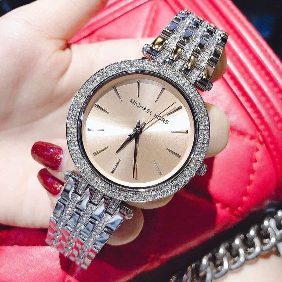 MICHAEL KORS手錶 銀色鋼鏈鑲鑽時尚女錶 超薄潮流百搭女生腕錶 學生手錶女 MK手錶 滿天星石英錶MK3218-細節圖8