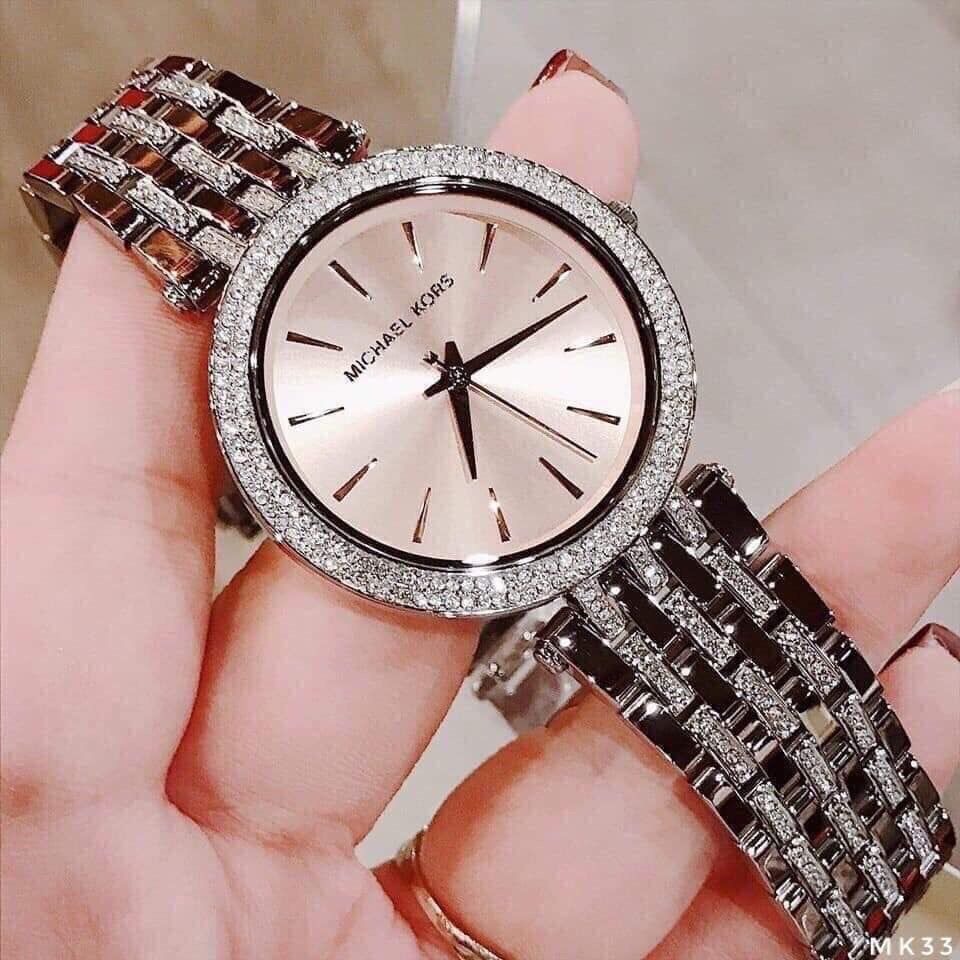 MICHAEL KORS手錶 銀色鋼鏈鑲鑽時尚女錶 超薄潮流百搭女生腕錶 學生手錶女 MK手錶 滿天星石英錶MK3218-細節圖9