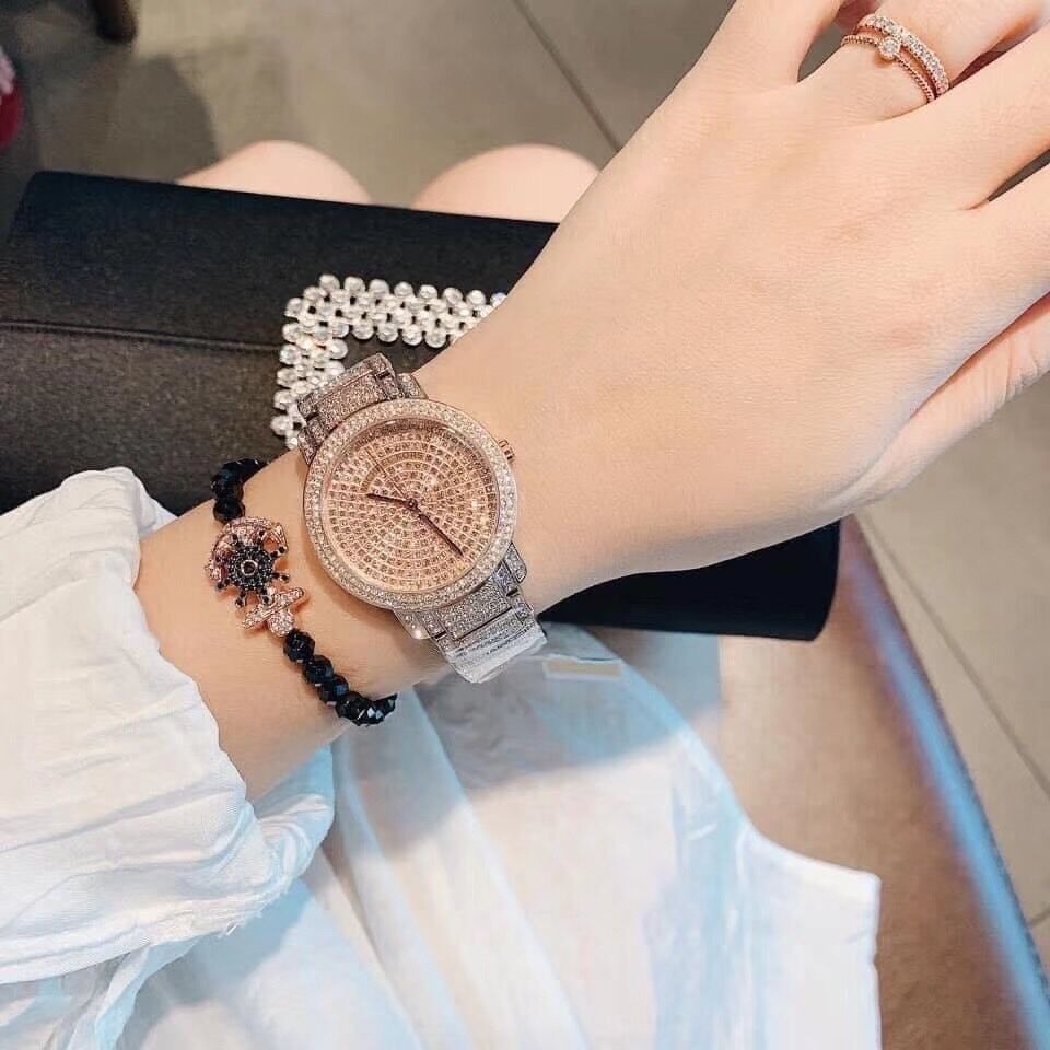 代購MICHAEL KORS手錶 新品MK手錶 MK6548玫瑰金色鋼鏈錶 滿天星滿鑽女生石英錶 時尚潮流個性女錶-細節圖4