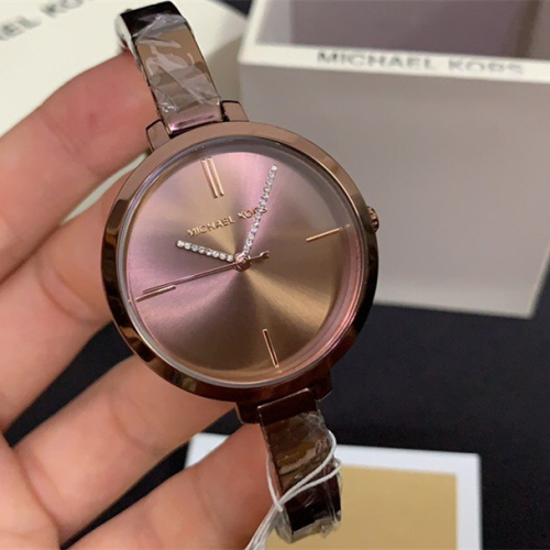 代購Michael Kors手錶 新品MK手錶 咖啡色鋼鏈石英錶 時尚潮流手鐲手錶 歐美鑲鑽女錶MK3736