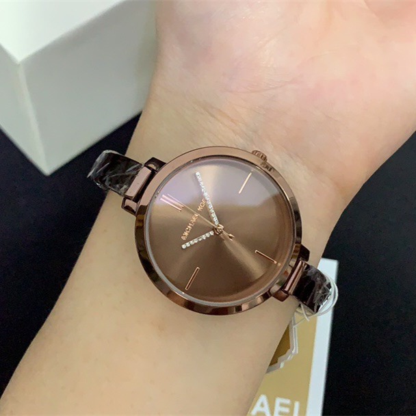 代購Michael Kors手錶 新品MK手錶 咖啡色鋼鏈石英錶 時尚潮流手鐲手錶 歐美鑲鑽女錶MK3736-細節圖3