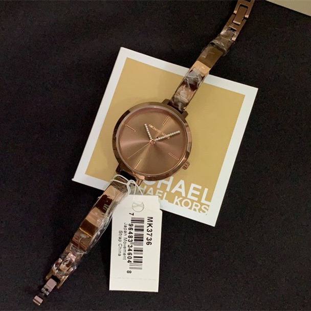 代購Michael Kors手錶 新品MK手錶 咖啡色鋼鏈石英錶 時尚潮流手鐲手錶 歐美鑲鑽女錶MK3736-細節圖4
