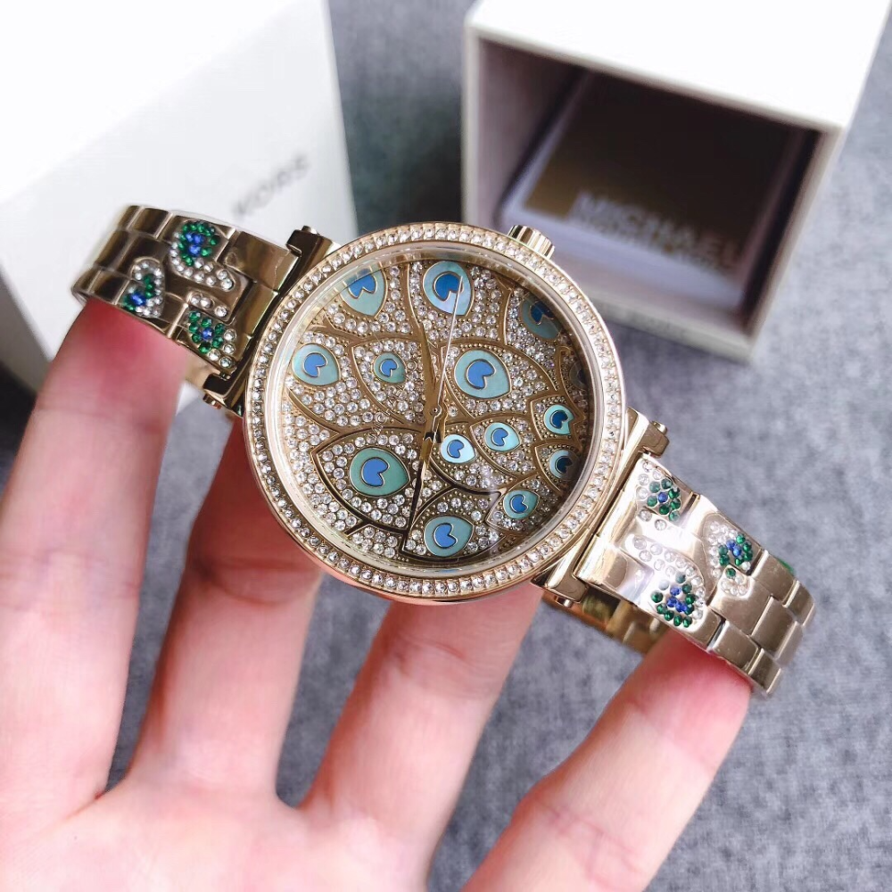 代購 Michael Kors手錶 新品MK手錶女生 MK3945金色孔雀鋼鏈錶 復古時尚潮流石英錶 歐美鑲鑽女錶-細節圖5