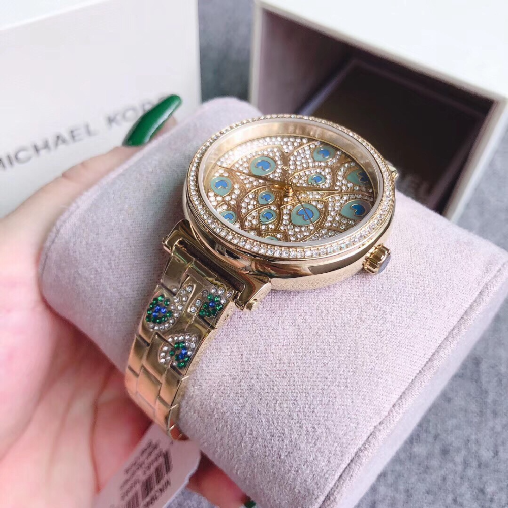 代購 Michael Kors手錶 新品MK手錶女生 MK3945金色孔雀鋼鏈錶 復古時尚潮流石英錶 歐美鑲鑽女錶-細節圖7