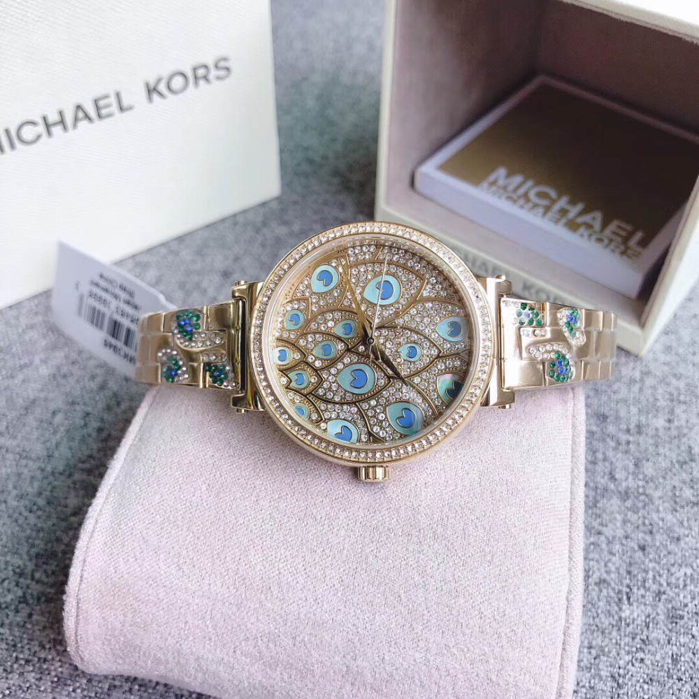 代購 Michael Kors手錶 新品MK手錶女生 MK3945金色孔雀鋼鏈錶 復古時尚潮流石英錶 歐美鑲鑽女錶-細節圖8