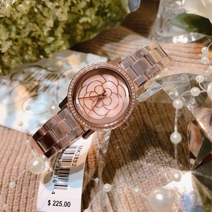 代購Michael Kors手錶 MK手錶 玫瑰金色鋼鏈錶 三針時尚女錶 小直徑女生腕錶MK3892 花朵鑲鑽女生腕錶-細節圖7