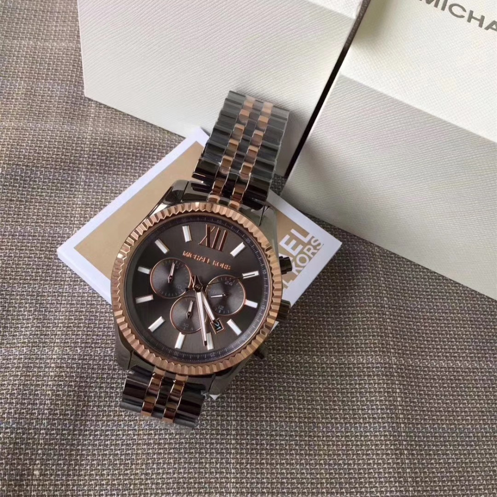 Michael Kors手錶 大直徑45mm男士石英錶 三眼計時日曆男錶 商務通勤休閒鋼鏈錶 男生腕錶MK8561-細節圖5