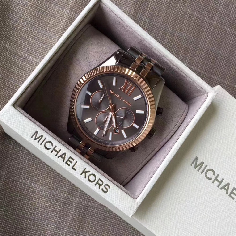 Michael Kors手錶 大直徑45mm男士石英錶 三眼計時日曆男錶 商務通勤休閒鋼鏈錶 男生腕錶MK8561-細節圖7