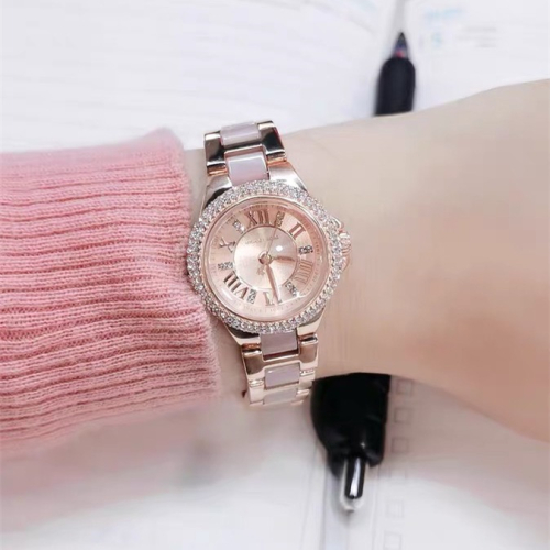 代購Michael Kors手錶 MK手錶 滿天星摩天輪時尚女錶 裸粉色間膠石英錶 鑲鑽小直徑女生腕錶MK4292