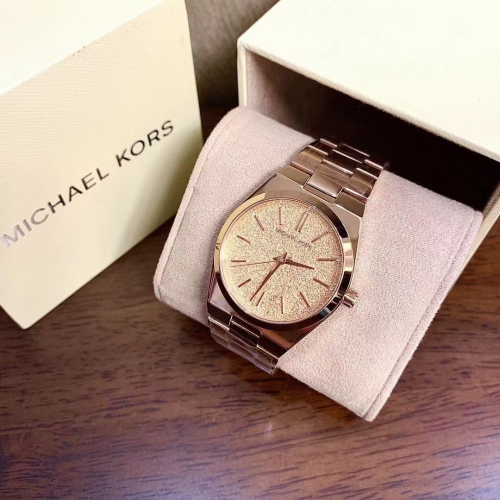 MICHAEL KORS手錶 新品MK6624玫瑰金色鋼鏈錶 鑲鑽滿天星女錶 大直徑時尚百搭女生腕錶 歐美休閒MK662