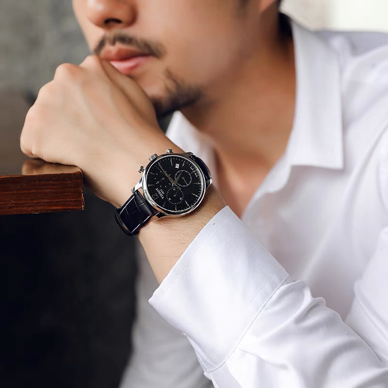 代購Tissot天梭手錶 俊雅系列皮帶男錶 玫瑰金簡約休閒三眼計時日曆防水男士腕錶T063.617.36.037.00-細節圖3