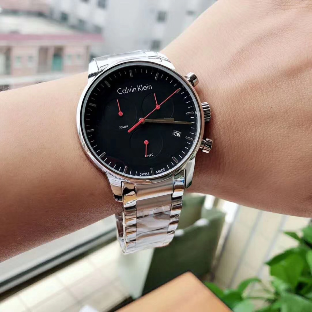 CalvinKlein手錶男生 CK手錶 CITY系列六針多功能三眼計時男錶 商務休閒防水石英錶 時尚潮流鋼鏈男生腕錶-細節圖3