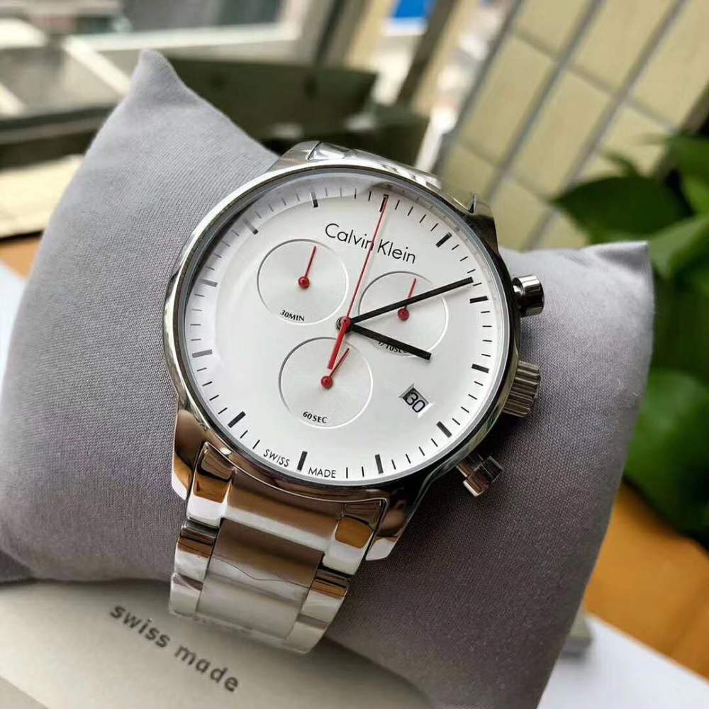 CalvinKlein手錶男生 CK手錶 CITY系列六針多功能三眼計時男錶 商務休閒防水石英錶 時尚潮流鋼鏈男生腕錶-細節圖7