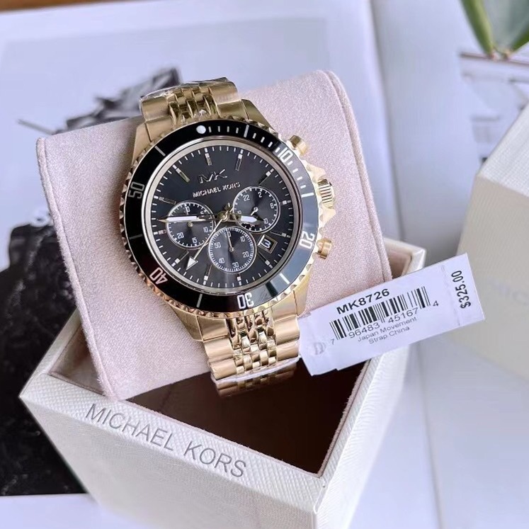 MICHAEL KORS手錶 新品MK手錶男生 三眼計時日曆石英錶 男士潛水錶 商務休閒男錶 時尚金錶男MK8725-細節圖2