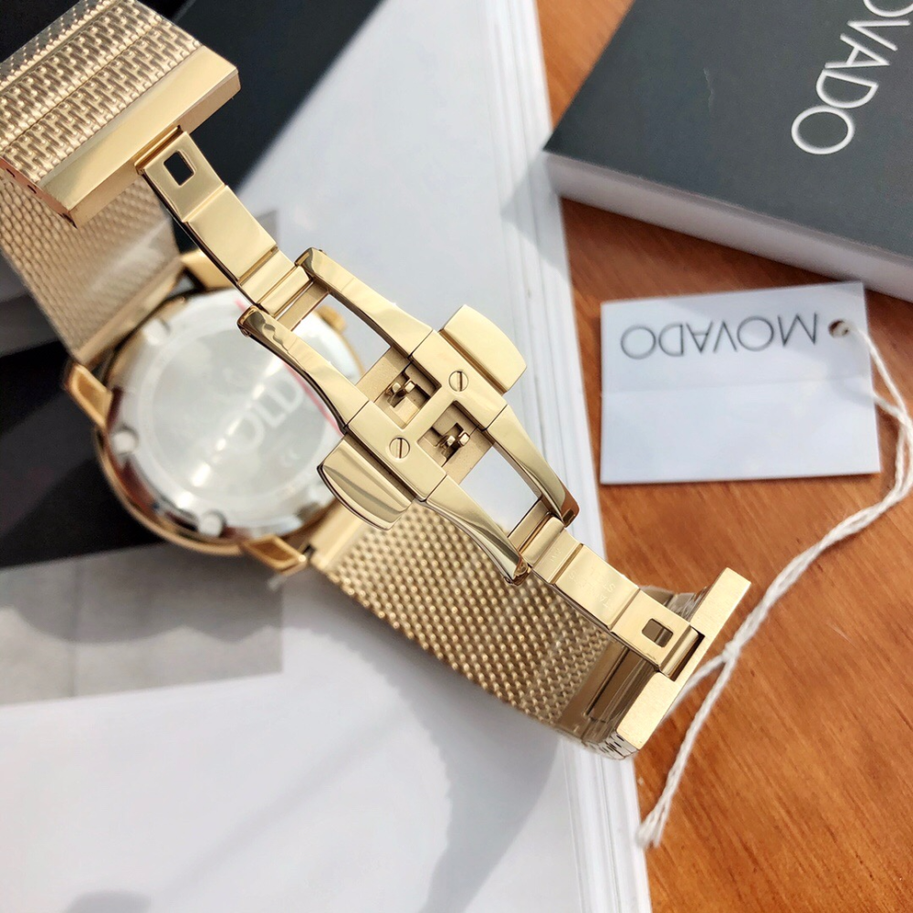 代購movado摩凡陀手錶 大直徑男士瑞士石英錶 電鍍金色不鏽鋼鏈錶男 高檔時尚男錶 商務休閒通勤腕錶男-細節圖7