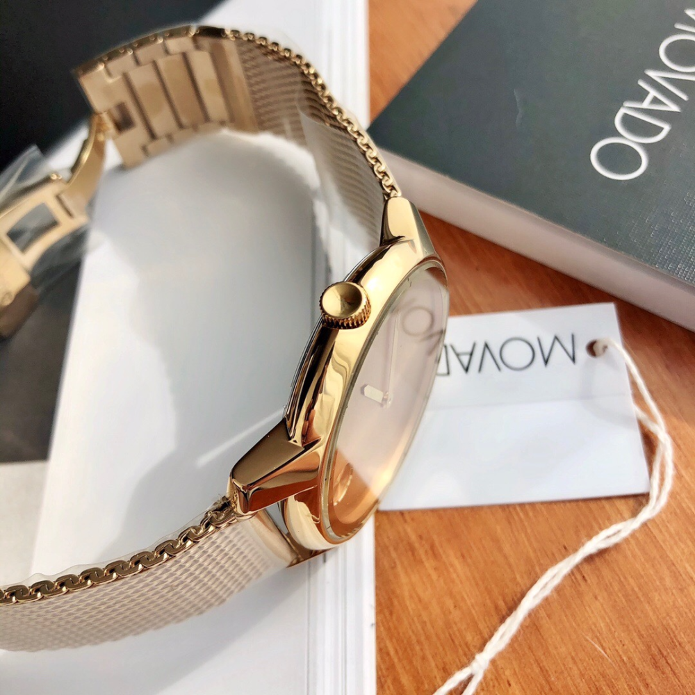 代購movado摩凡陀手錶 大直徑男士瑞士石英錶 電鍍金色不鏽鋼鏈錶男 高檔時尚男錶 商務休閒通勤腕錶男-細節圖9