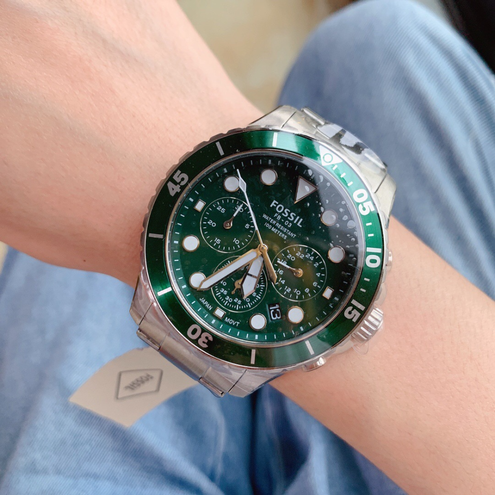代購FOSSIL手錶男生 富思男士石英錶 新品大直徑46mm鋼鏈石英錶 三眼計時日曆防水時尚男錶FS5726-細節圖2