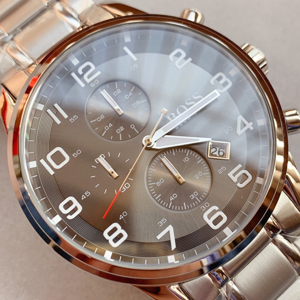 代購HUGO BOSS手錶 新品灰色鋼鏈錶 男士計時日曆石英錶 商務休閒通勤防水腕錶 時尚潮流男錶 學生手錶男-細節圖5