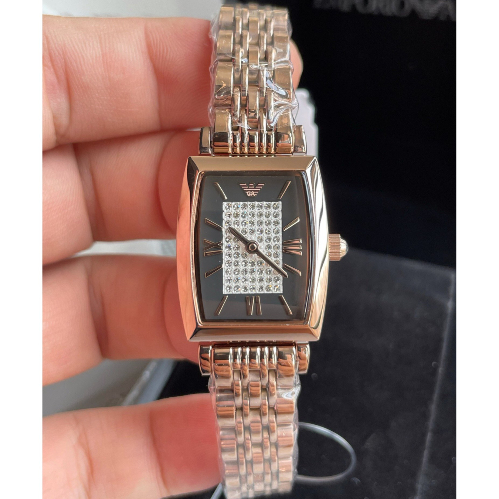 代購Armani手錶女生 阿瑪尼手錶 方形玫瑰金色鋼鏈錶 鑲鑽時尚防水女生腕錶 小直徑氣質精緻百搭女錶AR11407-細節圖3