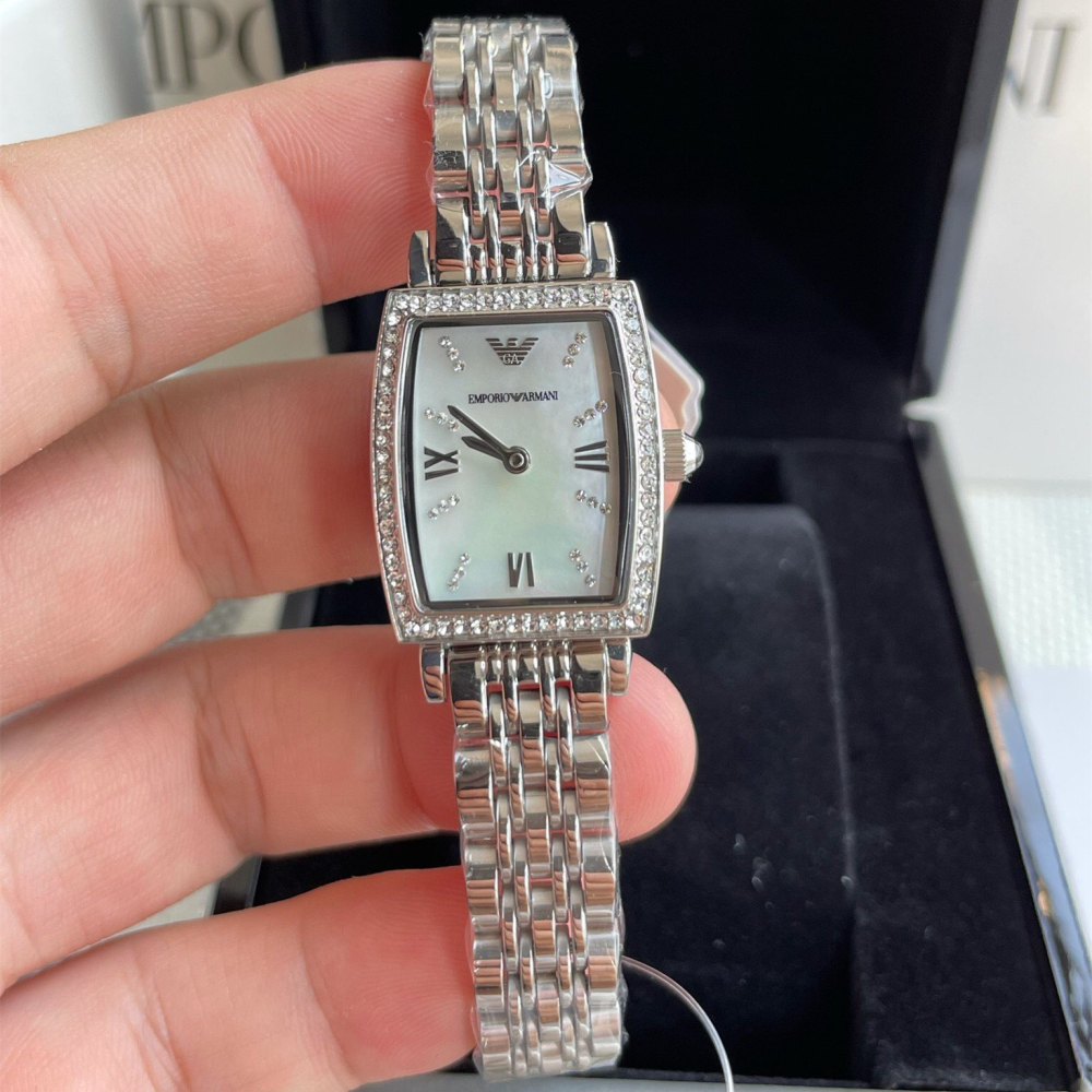Armani手錶女生 新品阿曼尼手錶AR11405 AR11406 方形鑲鑽石英錶 玫瑰金色鋼鏈女錶 氣質時尚百搭女生腕-細節圖8
