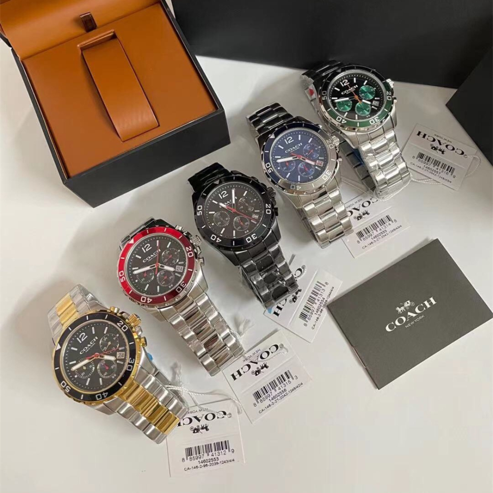 代購Coach蔻馳手錶男生 KENT系列男士石英錶 三眼計時日曆鋼鏈錶 大直徑時尚男錶 商務休閒男款腕錶14602557-細節圖4