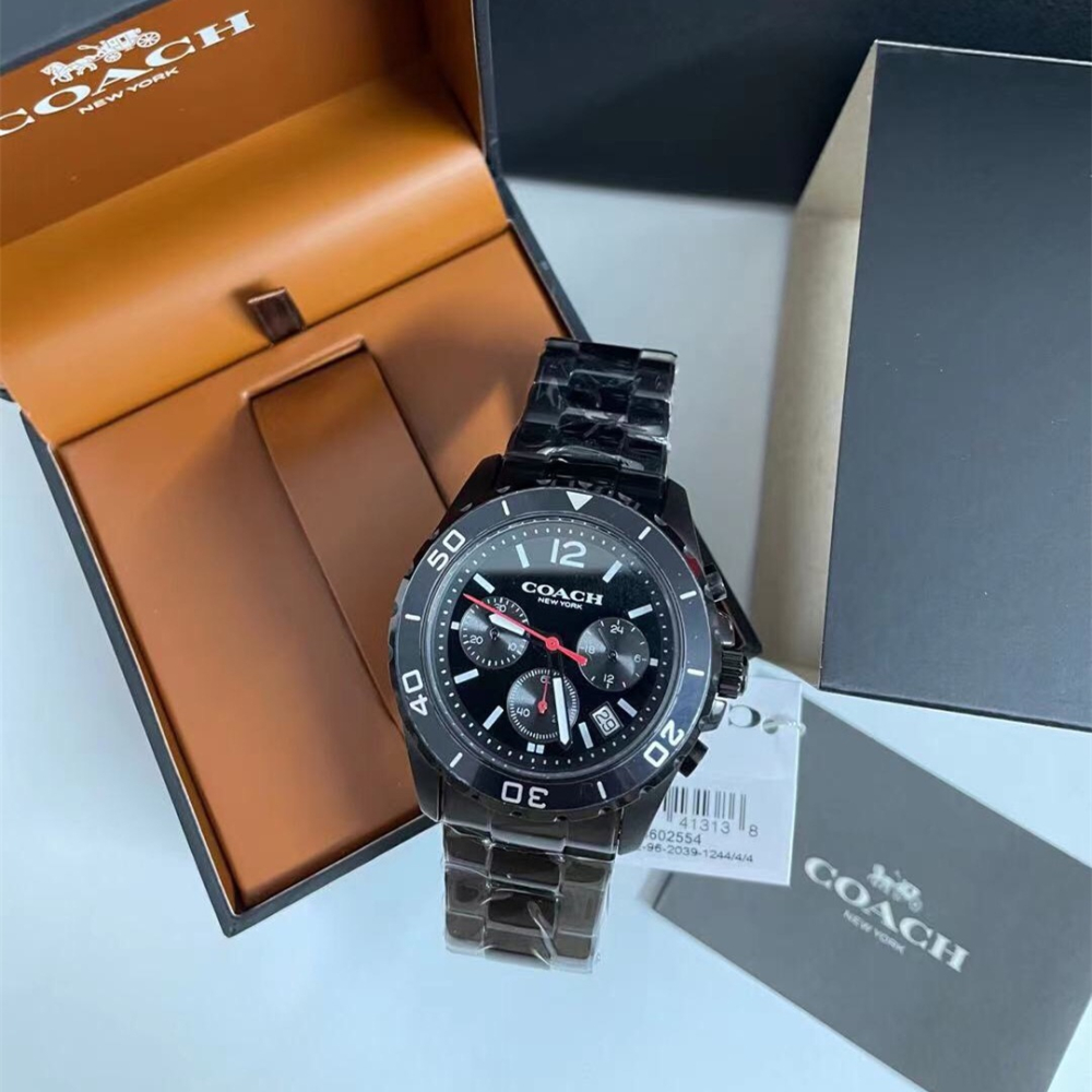 代購Coach蔻馳手錶男生 KENT系列男士石英錶 三眼計時日曆鋼鏈錶 大直徑時尚男錶 商務休閒男款腕錶14602557-細節圖11