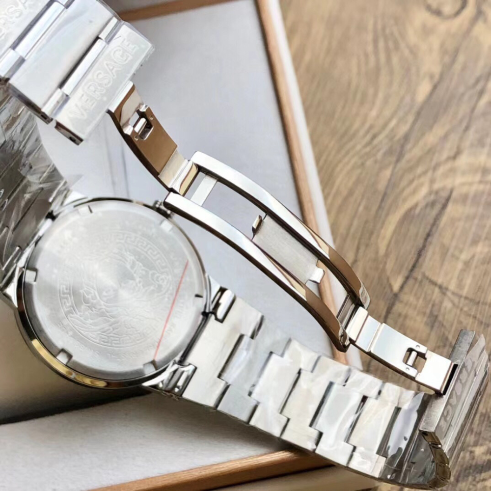 Versaces手錶 VEVI系列男錶 凡賽斯男士瑞士石英錶 黑色鋼鏈錶 高檔商務休閒男生腕錶 時尚潮流手錶男 防水手錶-細節圖9