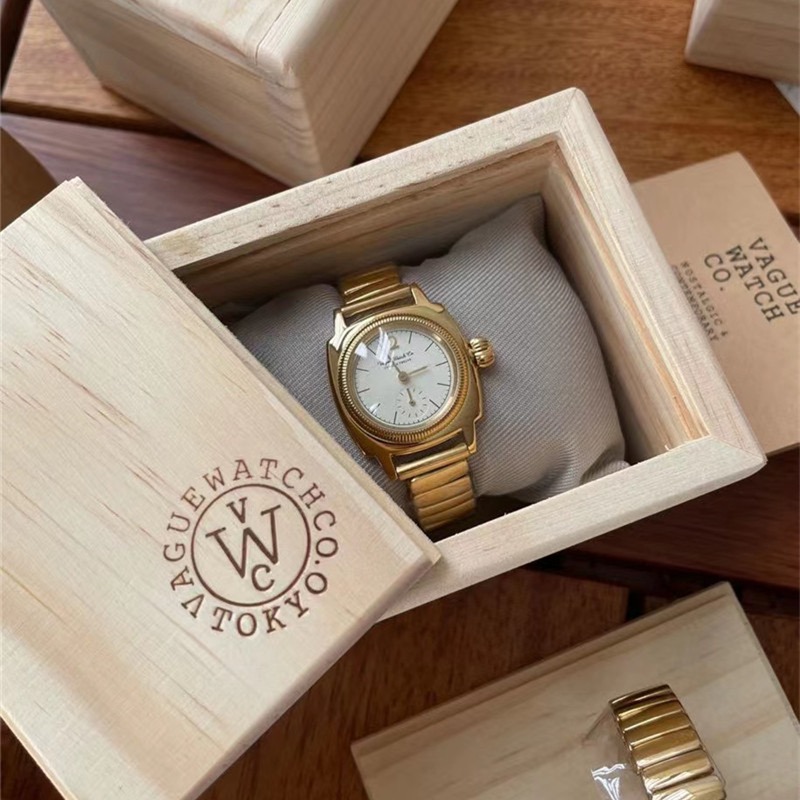 Vague watch co.手錶 做舊復古小金錶 日本小眾男錶女錶 時尚潮流女生腕錶 金色鋼鏈錶 小直徑石英錶CO-L-細節圖10