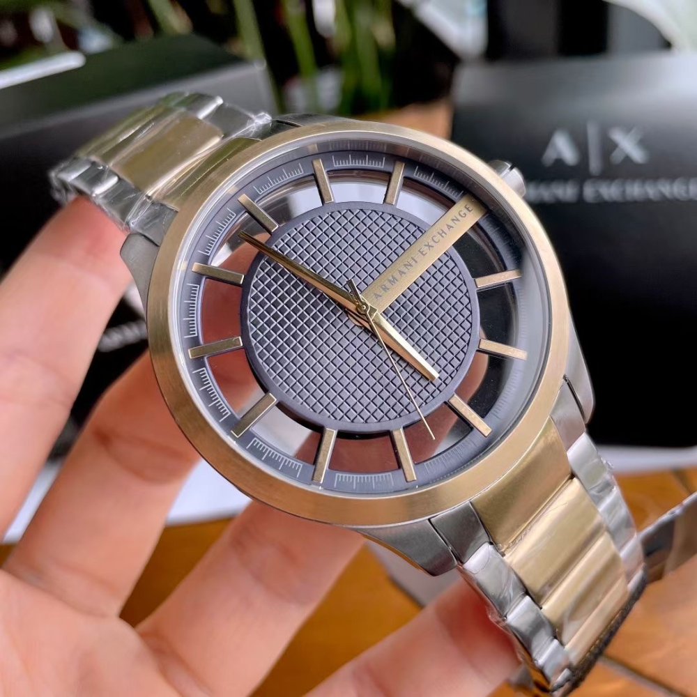 ARMANI EXCHANGE手錶 亞曼尼AX手錶男生 鏤空設計商務休閒石英錶 AX2403 間金色鋼鏈錶 時尚潮流男錶-細節圖4