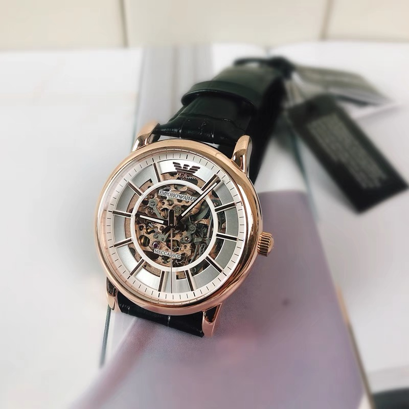 Armani手錶 亞曼尼機械錶 男士鏤空透底全自動機械男錶 商務休閒皮帶錶 時尚潮流百搭男生腕錶AR60007-細節圖10
