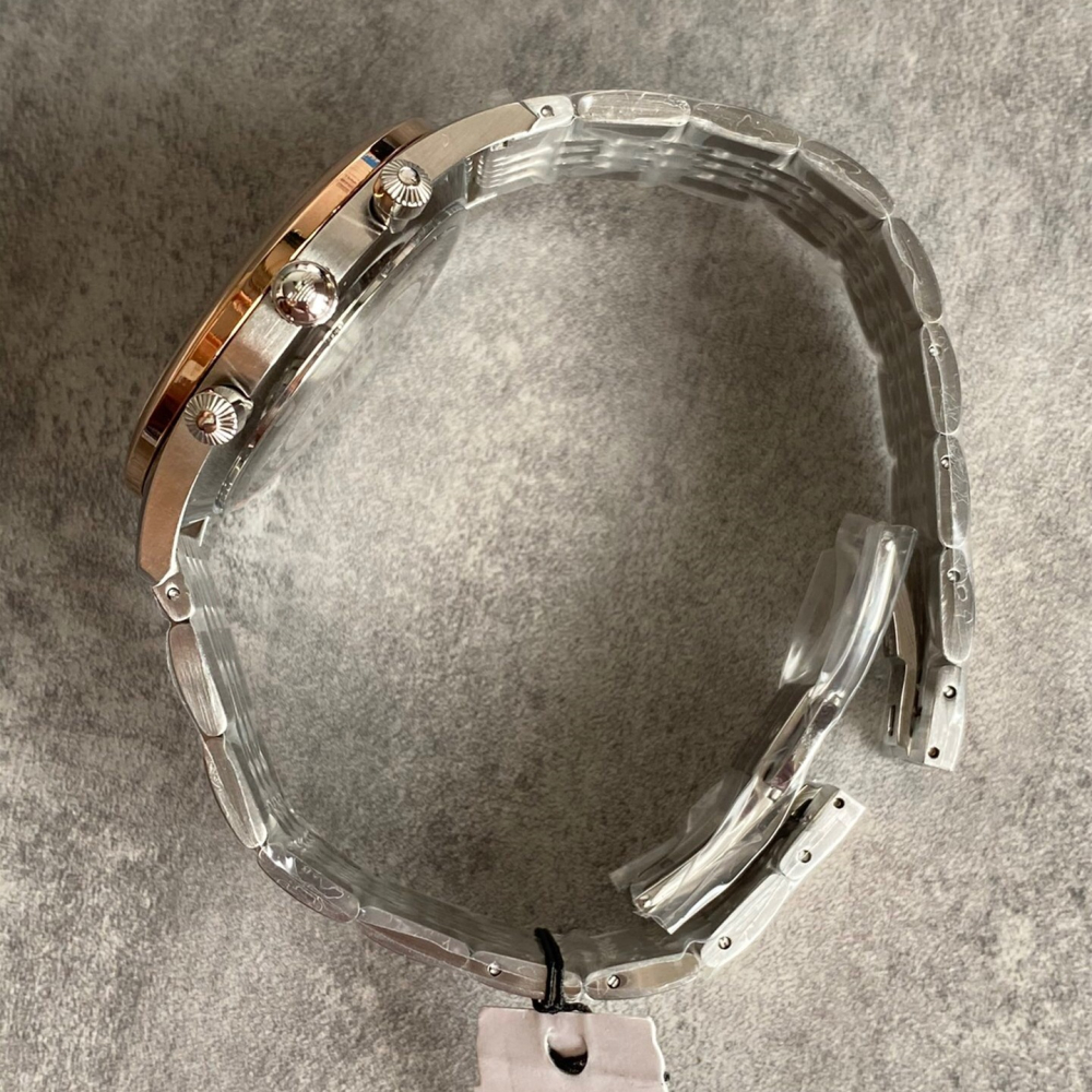 ARMANI手錶男 亞曼尼手錶 男生時尚腕錶 三眼計時潮流石英錶 商務通勤男士手錶 灰色鋼鏈錶AR1864-細節圖7