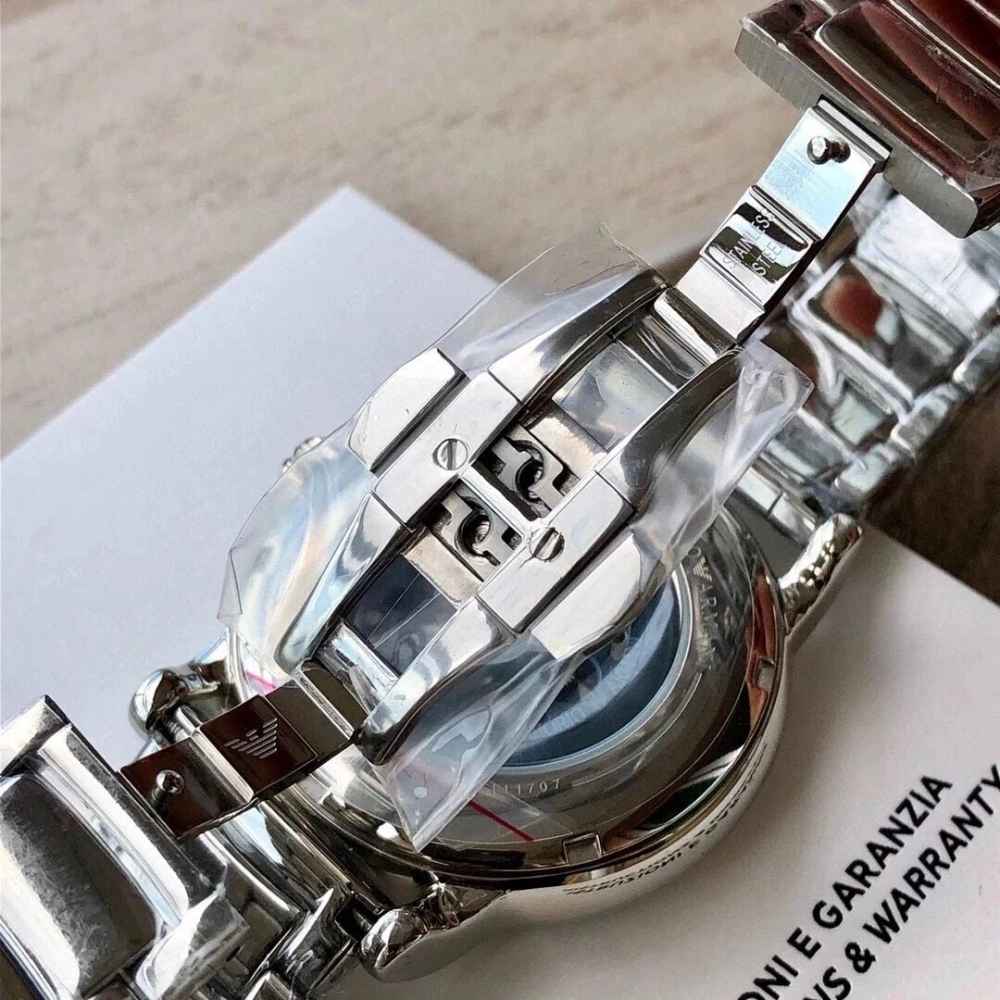 ARMANI手錶 AR60006全自動機械錶 亞曼尼手錶男生 時尚鏤空透底銀色鋼鏈錶 大直徑防水男錶 商務休閒男生機械錶-細節圖11