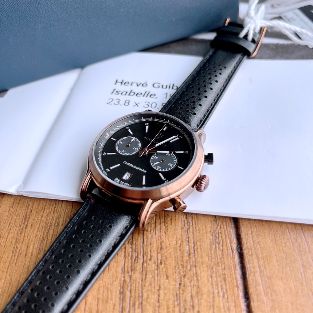 瑪莎拉蒂MASERATI手錶 新品計時日曆防水石英錶 商務休閒真皮帶錶 時尚潮流男生腕錶R8871638001-細節圖3