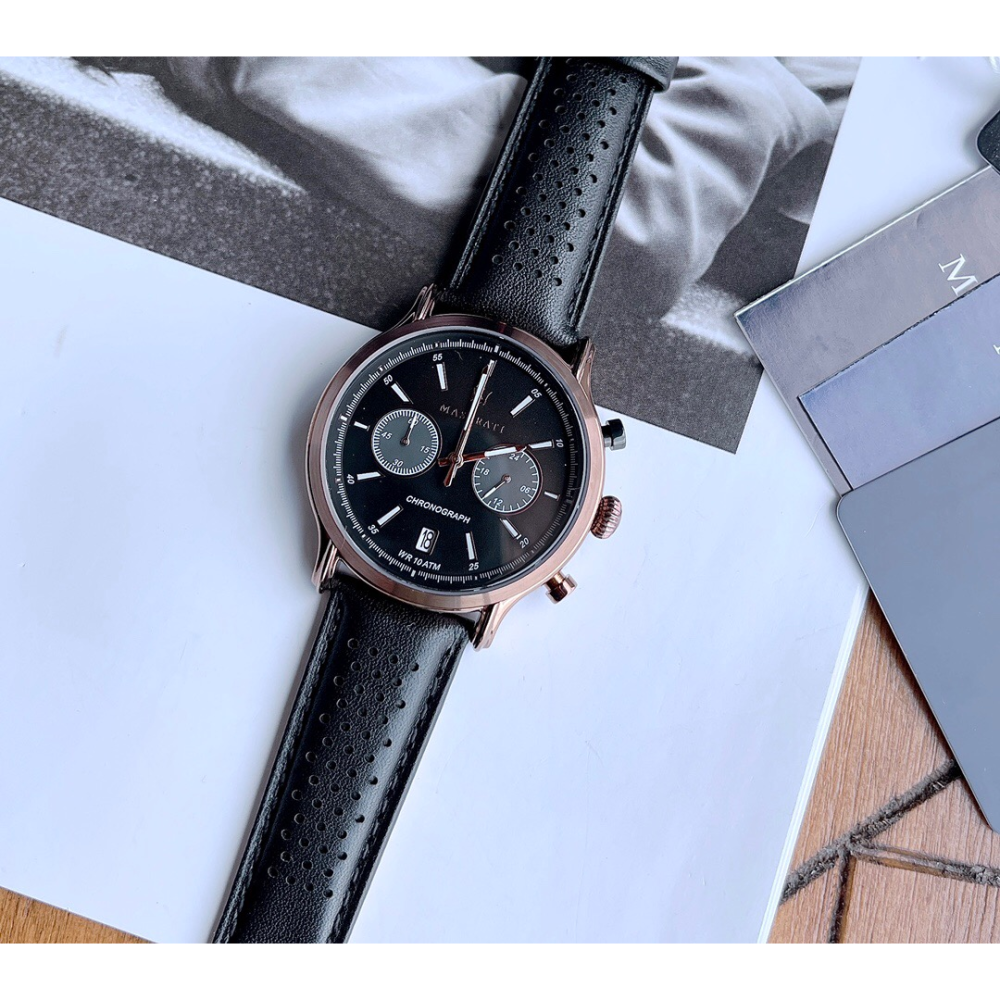 瑪莎拉蒂MASERATI手錶 新品計時日曆防水石英錶 商務休閒真皮帶錶 時尚潮流男生腕錶R8871638001-細節圖4
