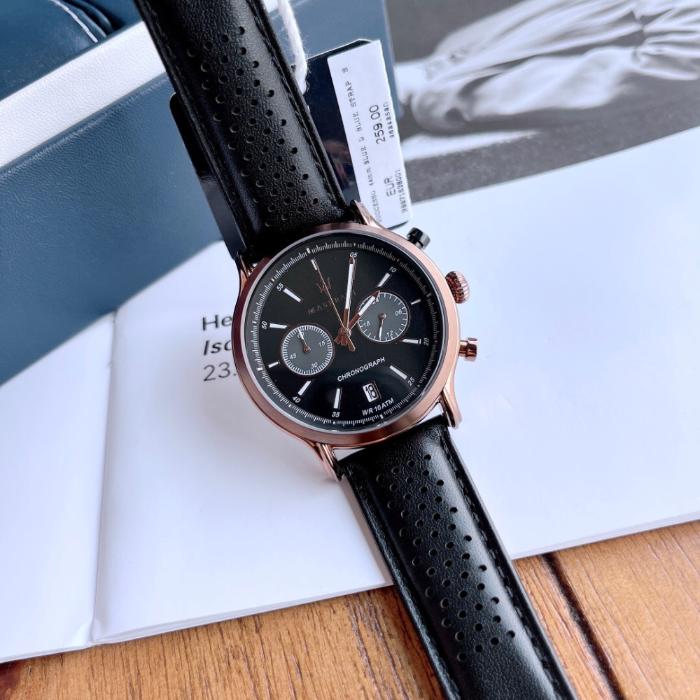 瑪莎拉蒂MASERATI手錶 新品計時日曆防水石英錶 商務休閒真皮帶錶 時尚潮流男生腕錶R8871638001-細節圖5