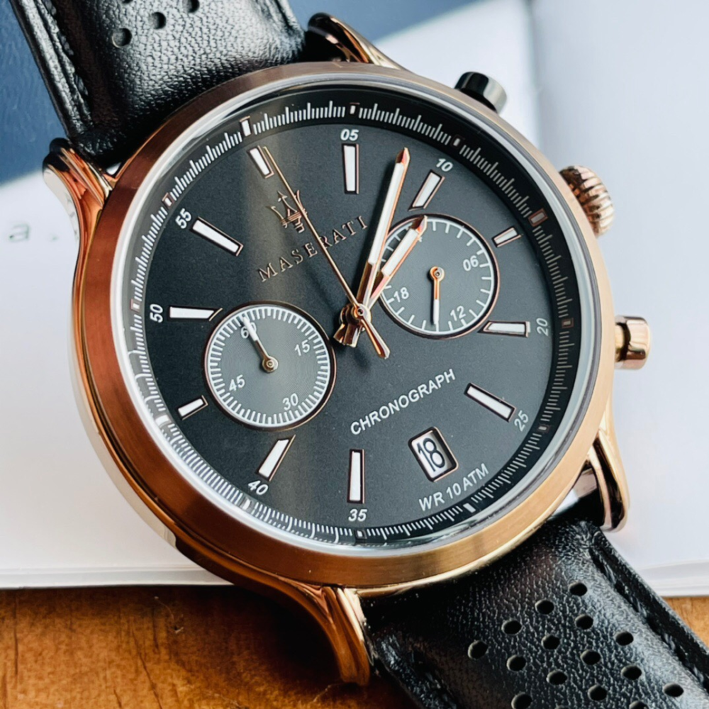 瑪莎拉蒂MASERATI手錶 新品計時日曆防水石英錶 商務休閒真皮帶錶 時尚潮流男生腕錶R8871638001-細節圖7