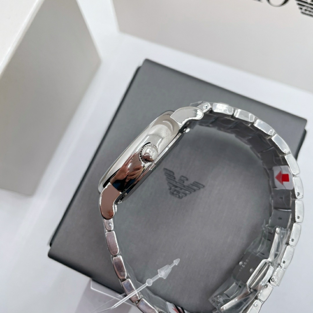 Armani手錶 亞曼尼男士手錶 鏤空全自動機械錶 時尚潮流男生腕錶 商務休閒男錶 休閒百搭銀色鋼鏈錶AR1980-細節圖8