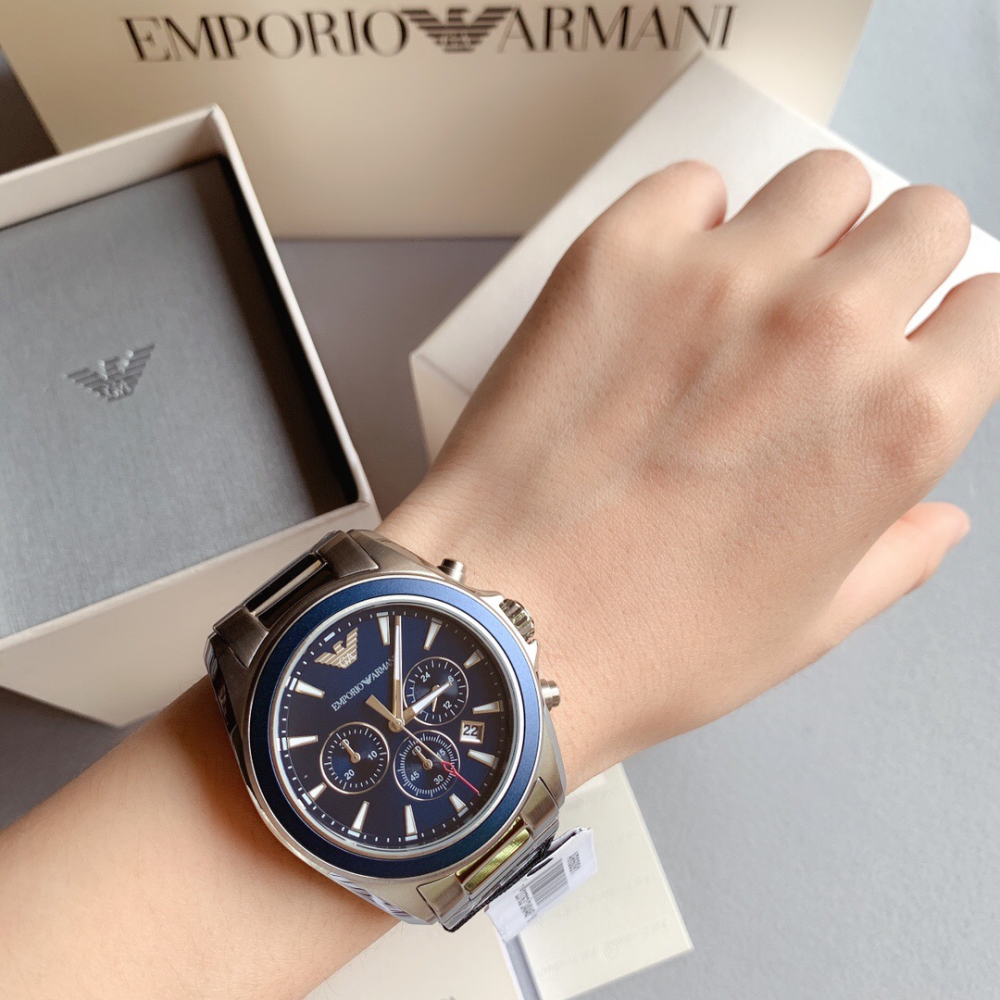 ARMANI手錶 亞曼尼手錶男生 三眼六針多功能石英錶 商務時尚男錶 夜光日曆防水男生腕錶 休閒潮流鋼鏈錶AR6090-細節圖4