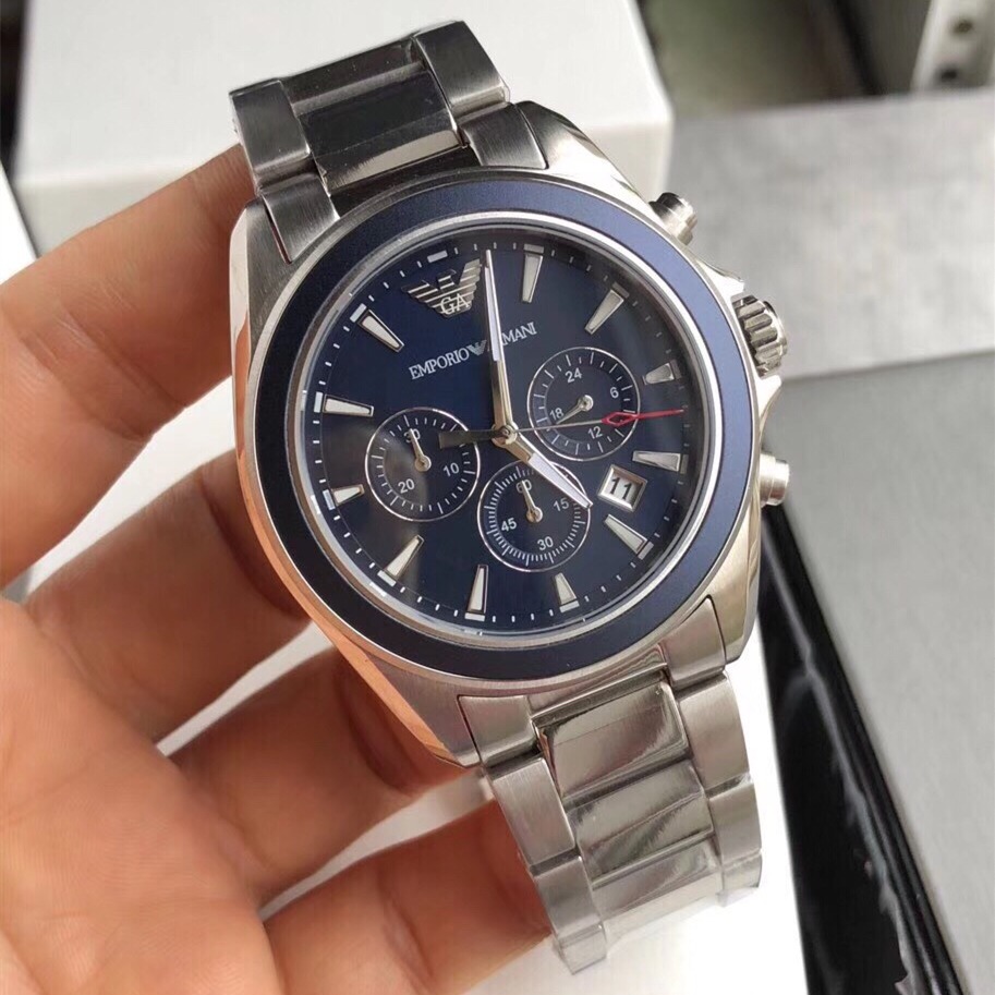 ARMANI手錶 亞曼尼手錶男生 三眼六針多功能石英錶 商務時尚男錶 夜光日曆防水男生腕錶 休閒潮流鋼鏈錶AR6090-細節圖7