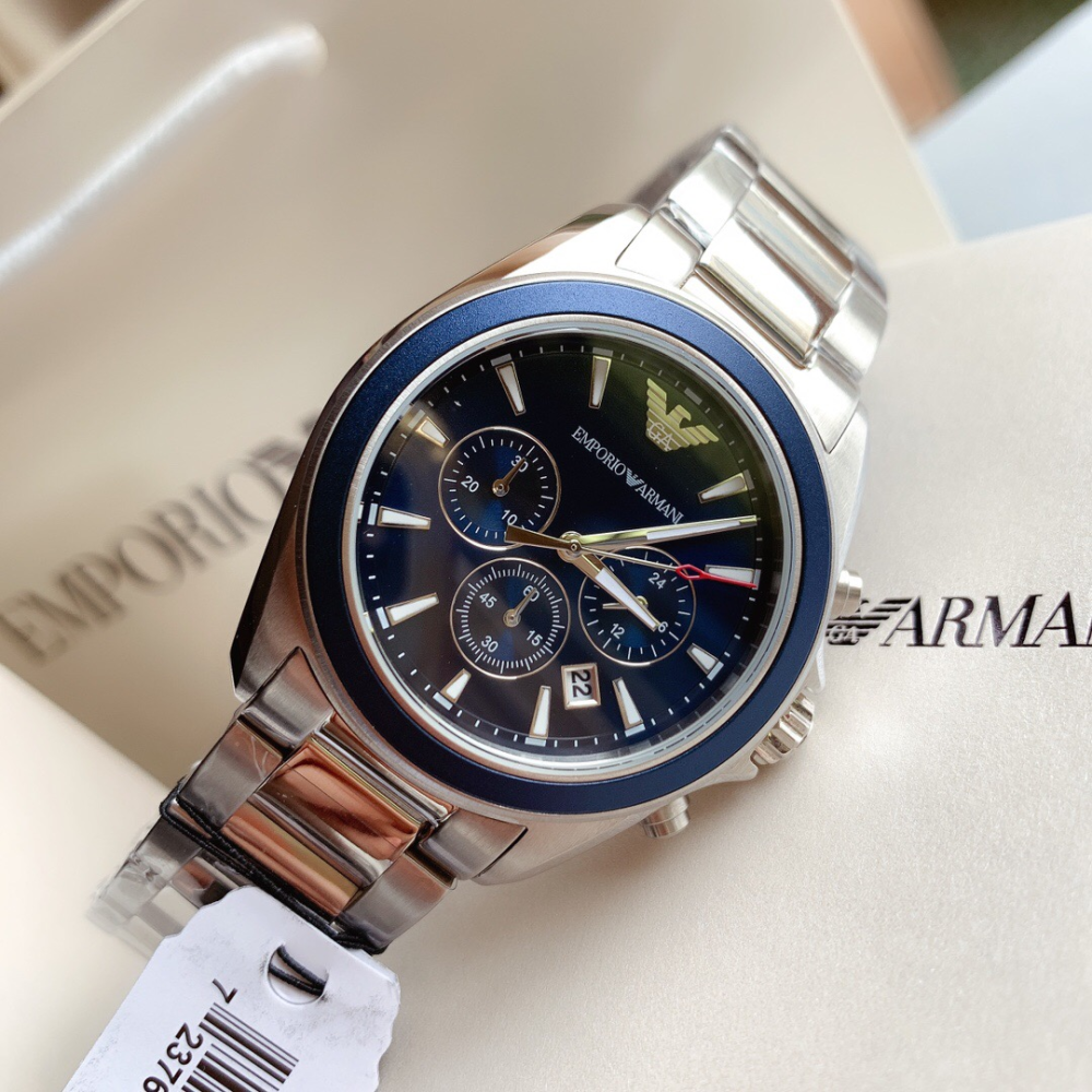 ARMANI手錶 亞曼尼手錶男生 三眼六針多功能石英錶 商務時尚男錶 夜光日曆防水男生腕錶 休閒潮流鋼鏈錶AR6090-細節圖8