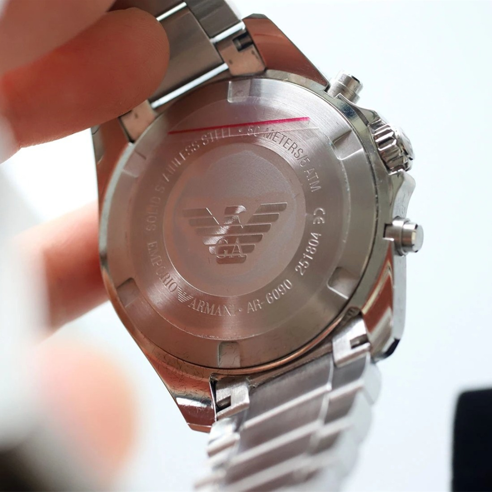 ARMANI手錶 亞曼尼手錶男生 三眼六針多功能石英錶 商務時尚男錶 夜光日曆防水男生腕錶 休閒潮流鋼鏈錶AR6090-細節圖9