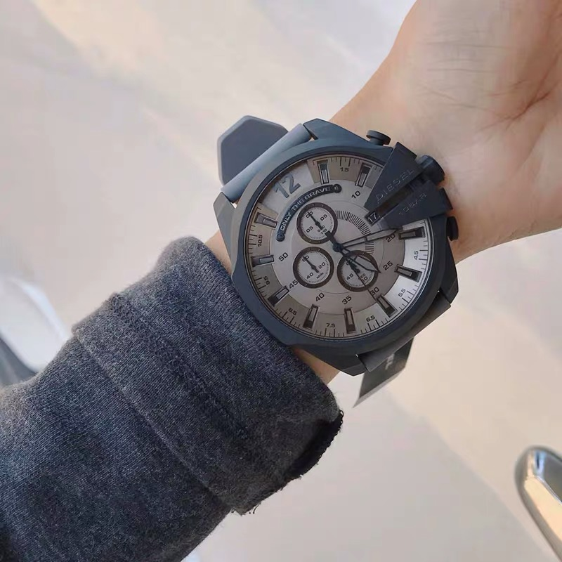 DIESEL手錶男 迪賽男士石英錶 51mm大直徑男錶 歐美時尚運動腕錶 商務休閒橡膠錶帶手錶男DZ4496 DZ437-細節圖2