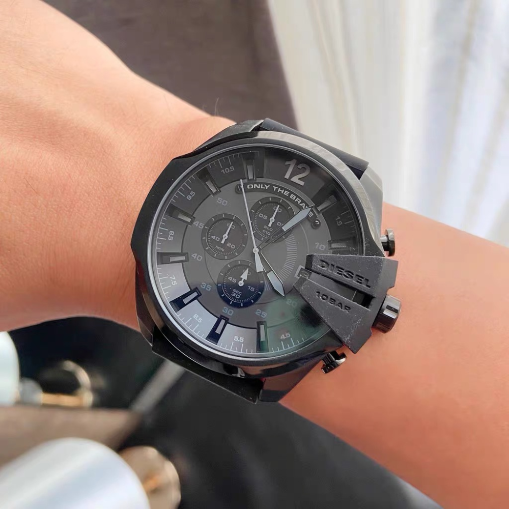 DIESEL手錶男 迪賽男士石英錶 51mm大直徑男錶 歐美時尚運動腕錶 商務休閒橡膠錶帶手錶男DZ4496 DZ437-細節圖3