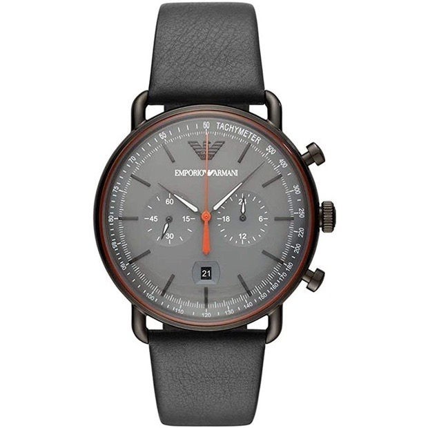 Armani手錶 亞曼尼手錶男生 飛行員男錶 灰色漸變錶盤計時夜光石英錶 防水休閒皮帶錶 阿瑪尼男士腕錶AR11168-細節圖2