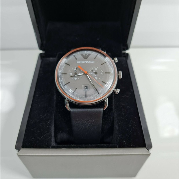 Armani手錶 亞曼尼手錶男生 飛行員男錶 灰色漸變錶盤計時夜光石英錶 防水休閒皮帶錶 阿瑪尼男士腕錶AR11168-細節圖8