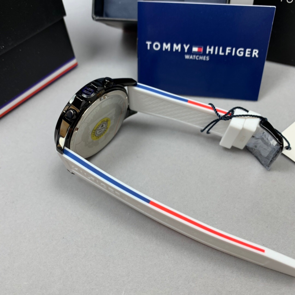 Tommy Hilfiger手錶 湯米手錶男生 白色橡膠錶帶休閒運動腕錶 時尚潮流男錶 防水石英錶 學生手錶男17917-細節圖7
