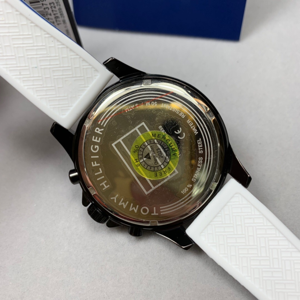 Tommy Hilfiger手錶 湯米手錶男生 白色橡膠錶帶休閒運動腕錶 時尚潮流男錶 防水石英錶 學生手錶男17917-細節圖8