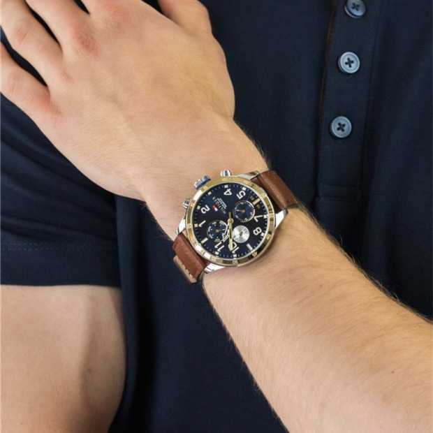 TOMMY HILFIGER手錶 湯米手錶男 夜光小三針計時多功能石英錶 商務休閒皮帶錶 歐美商務通勤男錶1791137-細節圖2