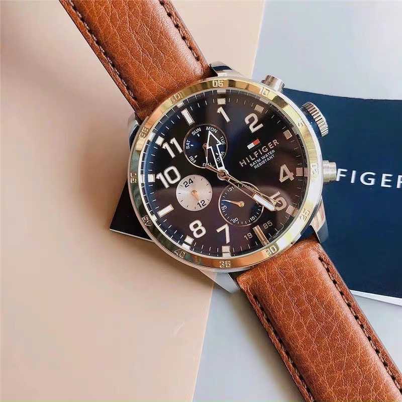TOMMY HILFIGER手錶 湯米手錶男 夜光小三針計時多功能石英錶 商務休閒皮帶錶 歐美商務通勤男錶1791137-細節圖6